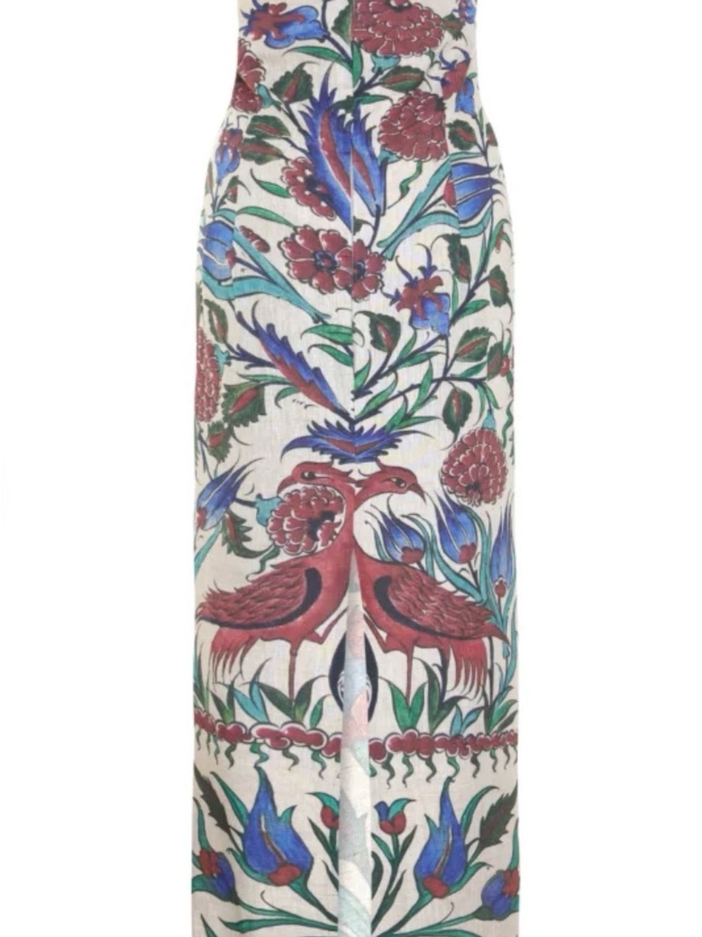 Cultmia Sarnic Strapless Botanical-Print Maxi Dress - White Blue & Red Floral - Picture 4 of 8
